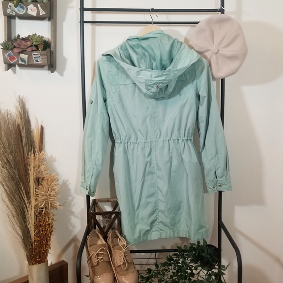 feecloset Korean Street Style Small Mint Color Rain Jacket - Picture 2 of 8